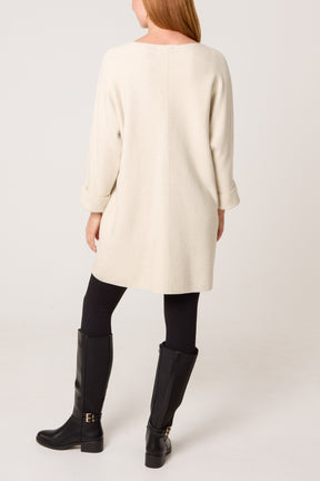 Front Seam Gold Button Pocket Tunic