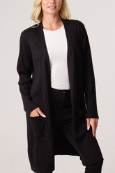 Longline Ribbed Knit Cardigan