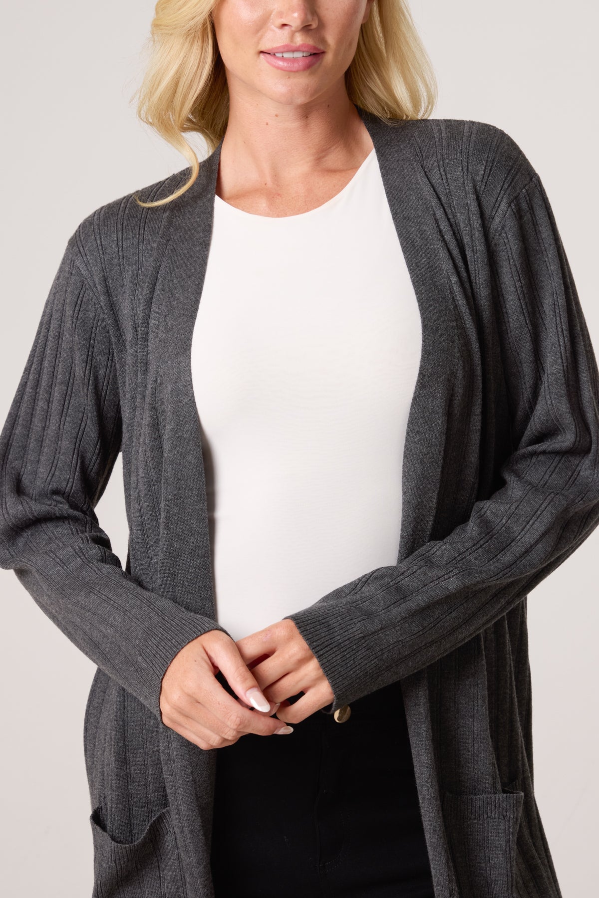 Longline Ribbed Knit Cardigan
