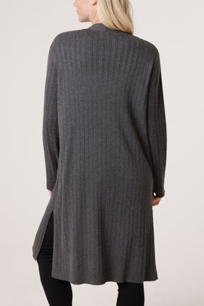 Longline Ribbed Knit Cardigan