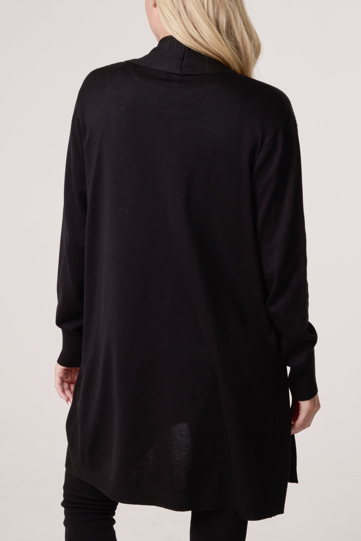 Longline Pockets Ribbed Knit Cardigan