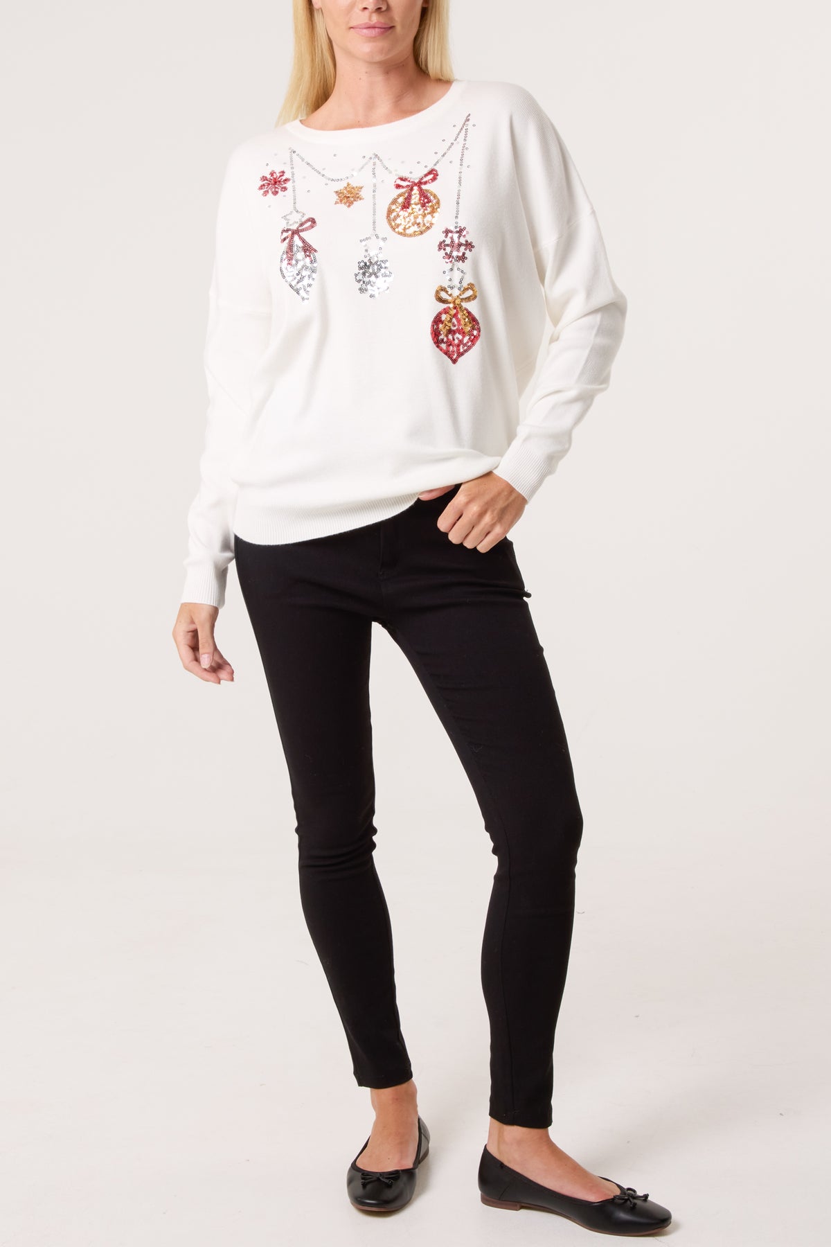 Sequin Jingle Bell Bauble Jumper