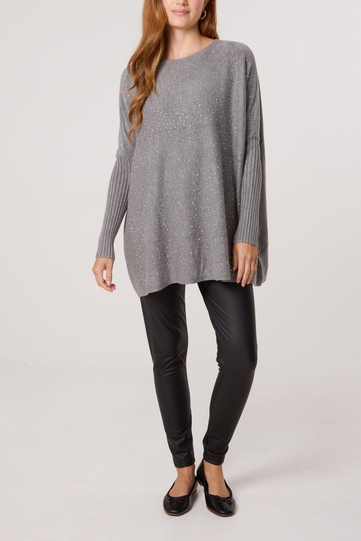 Scattered Embellished Batwing Knit Jumper