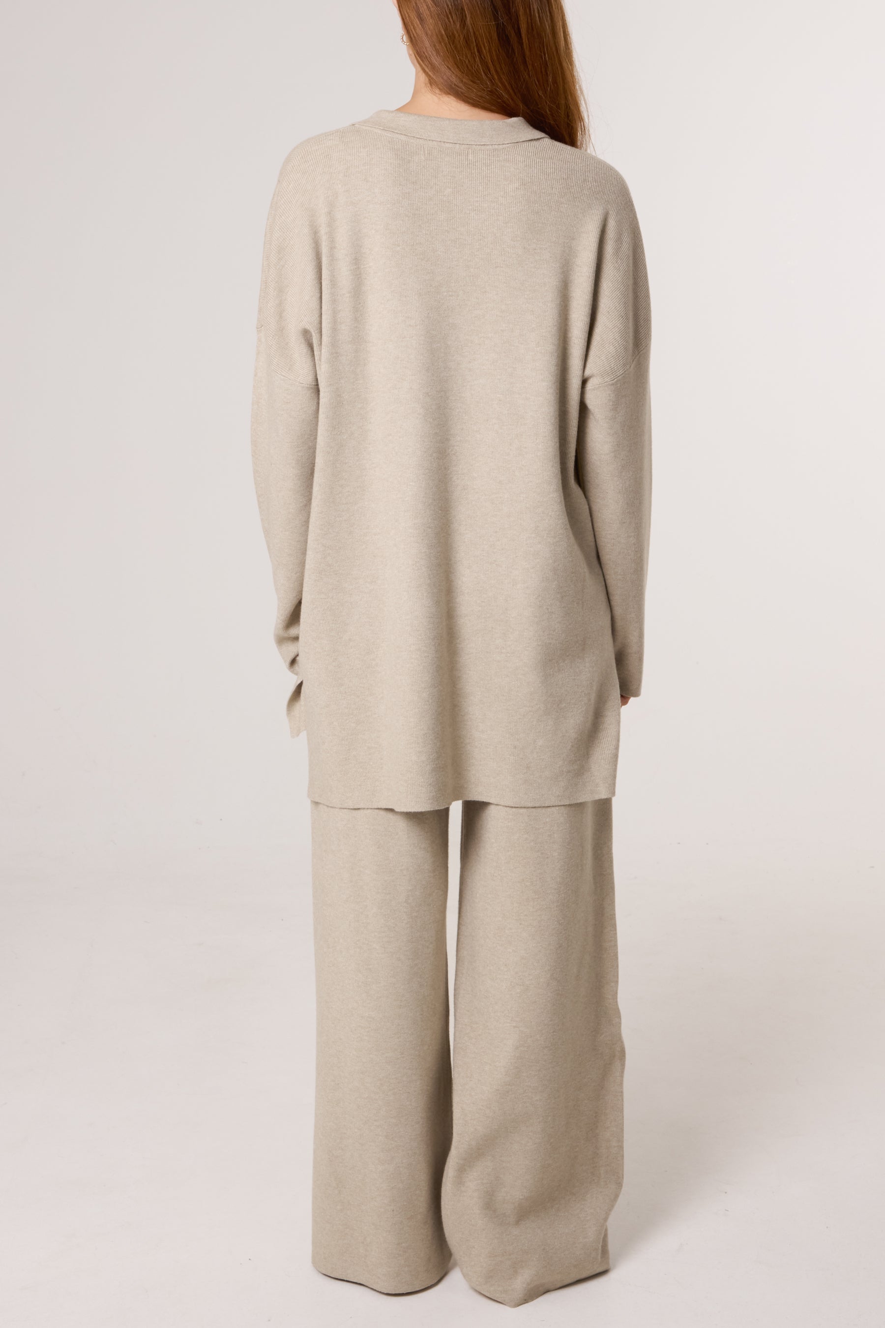 Open Collar Jumper & Trouser Knitted Set
