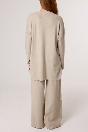 Open Collar Jumper & Trouser Knitted Set