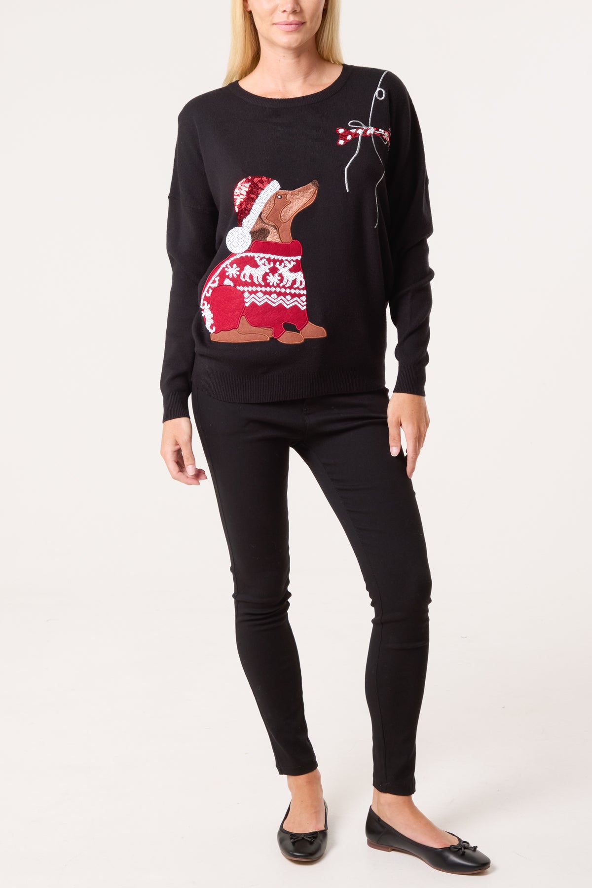 Sequin Sausage Dog Christmas Jumper