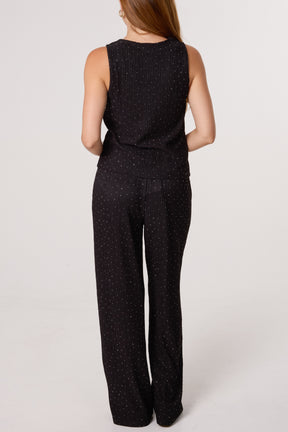 Rhinestone Textured Waistcoat & Trouser Set