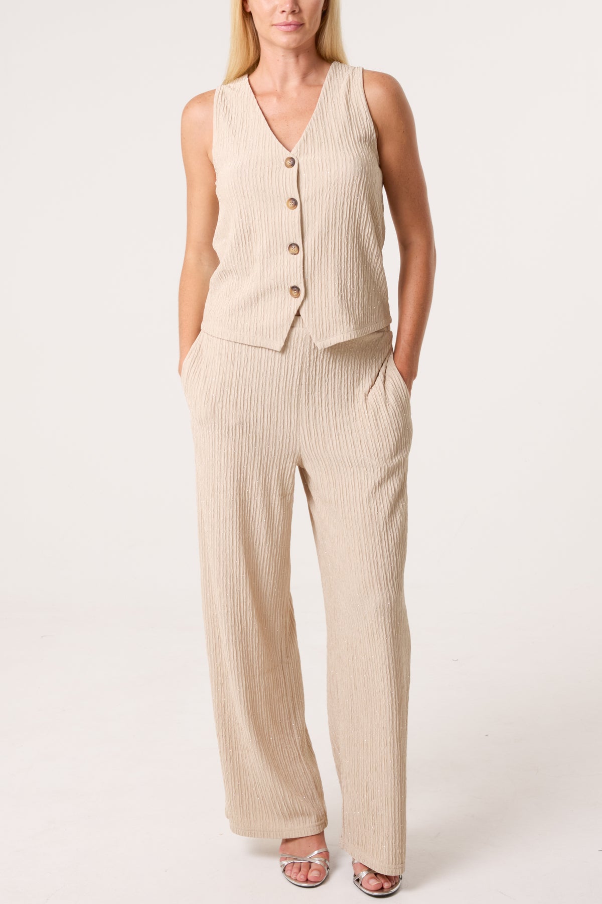 Rhinestone Textured Waistcoat & Trouser Set