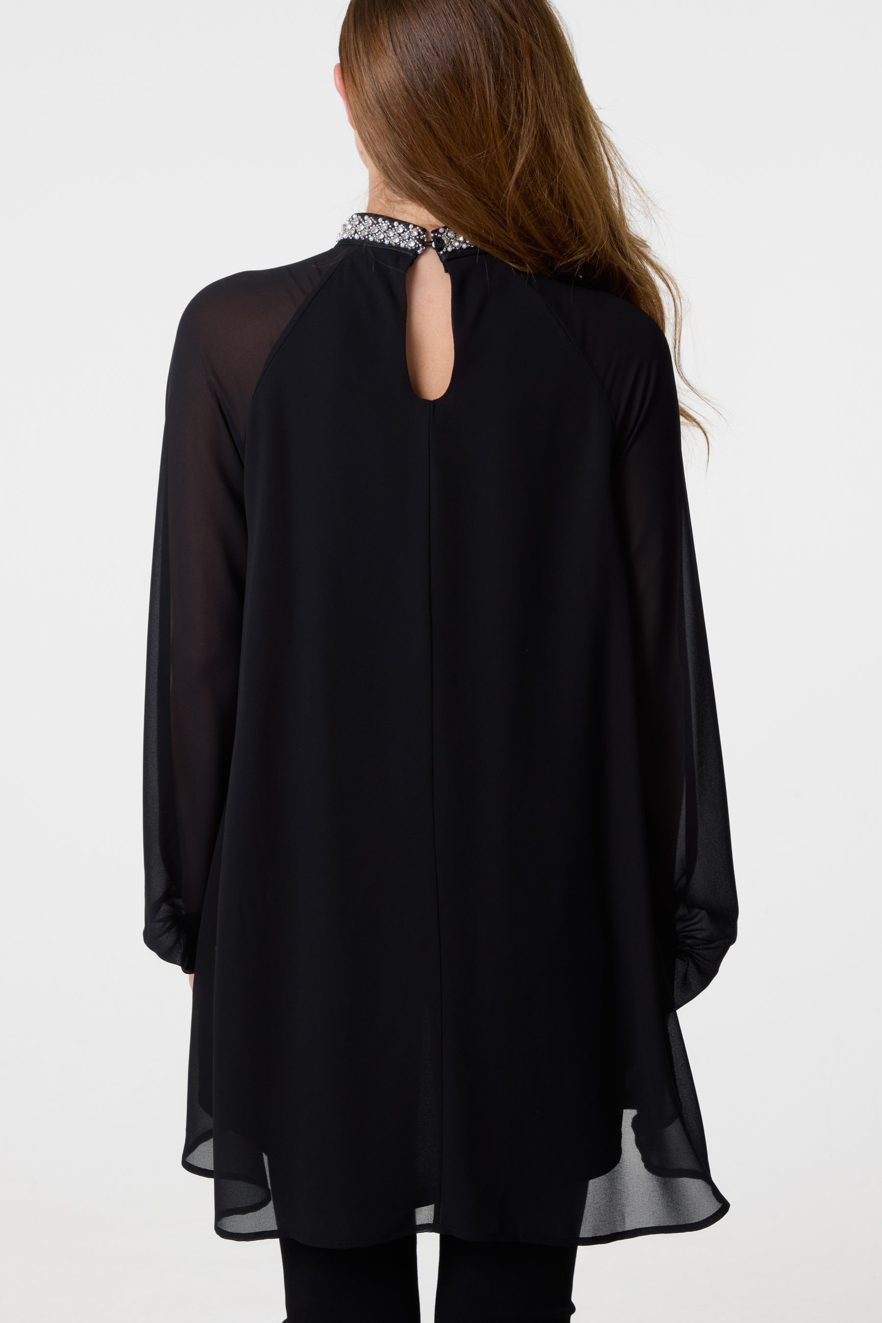 Embellished Collar Tunic Top