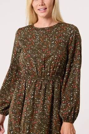 Ditsy Animal Smock Midi Dress