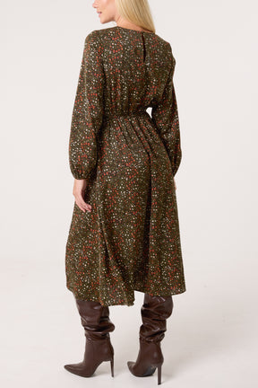 Ditsy Animal Smock Midi Dress