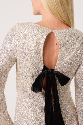 Bow Back Sequin Mini Dress