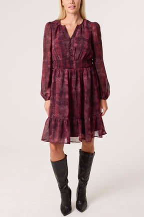 Snake Print Elasticated Waist Dress