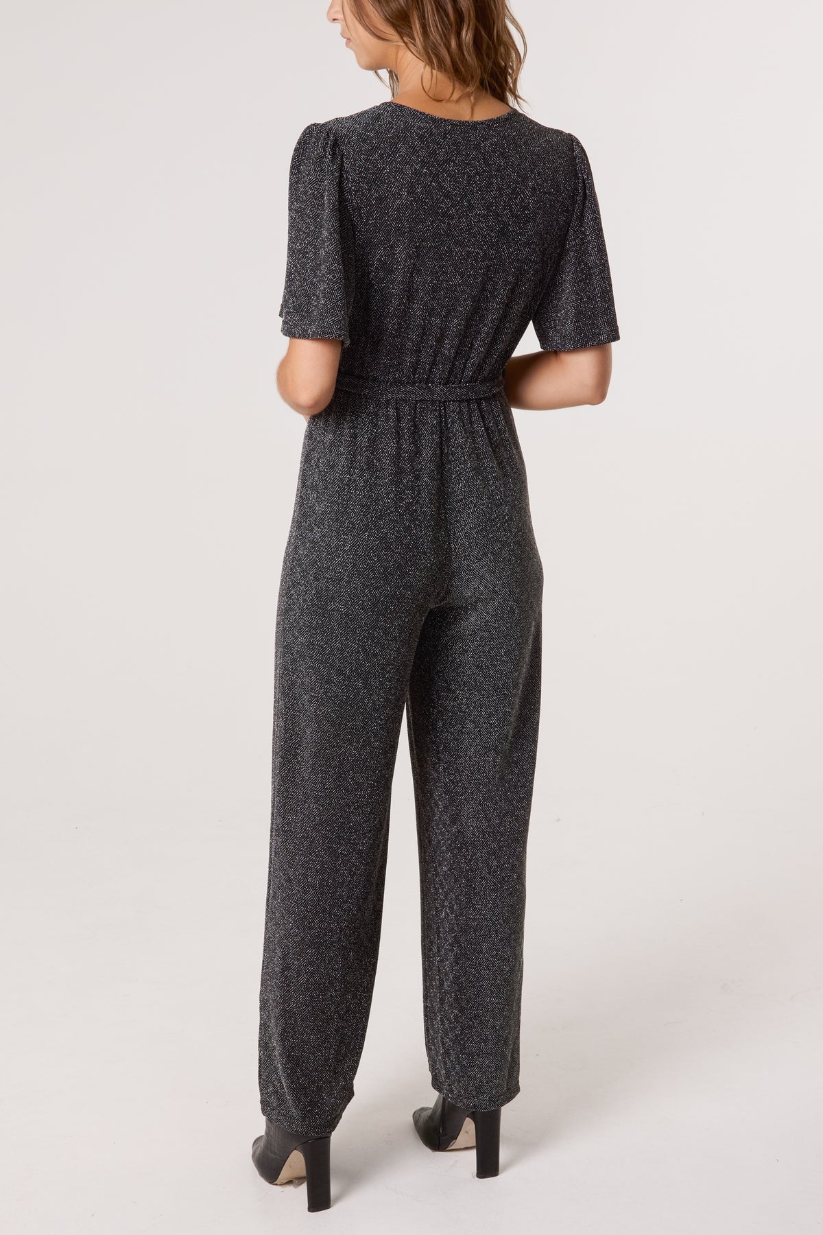 Glitter Lurex Angel Sleeve Jumpsuit