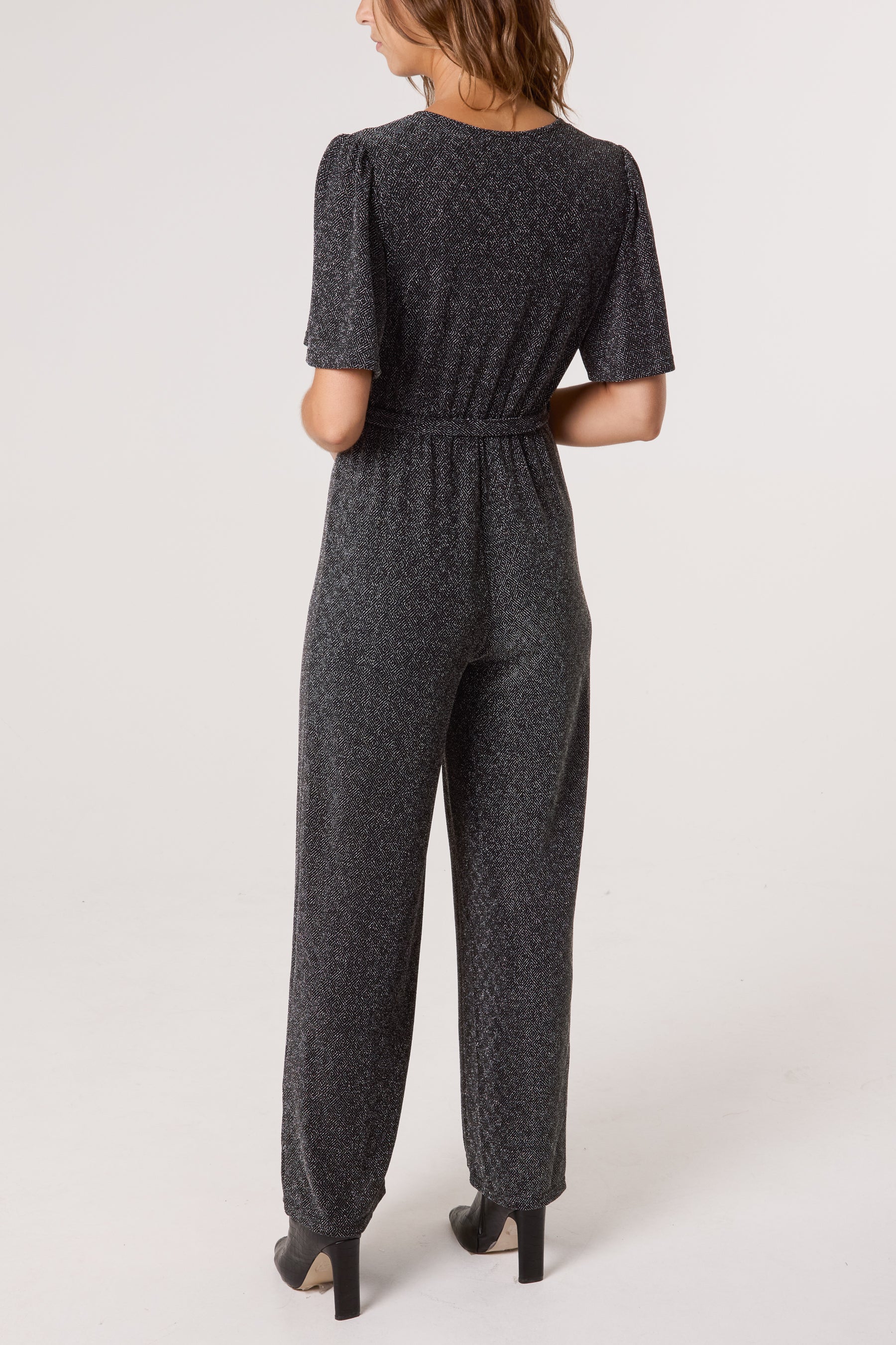 Glitter Lurex Angel Sleeve Jumpsuit