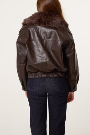 Fur Collar Button Up Jacket