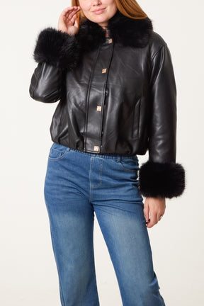 Fur Collar Metallic Button Jacket