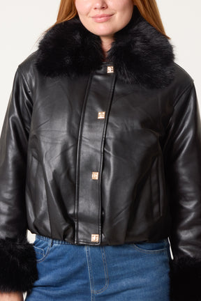 Fur Collar Metallic Button Jacket