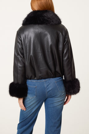 Fur Collar Metallic Button Jacket