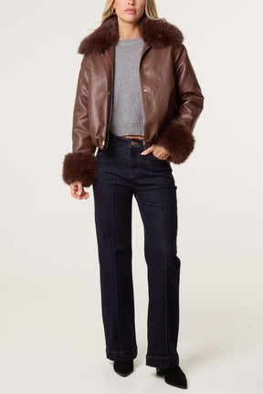 Fur Collar Metallic Button Jacket