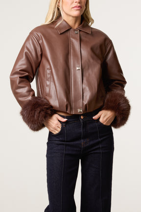 Fur Collar Metallic Button Jacket