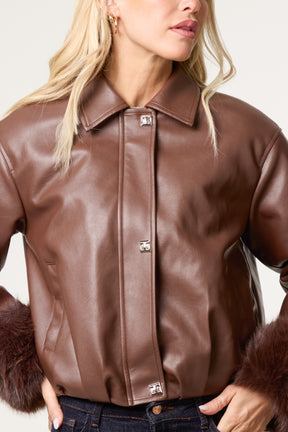 Fur Collar Metallic Button Jacket