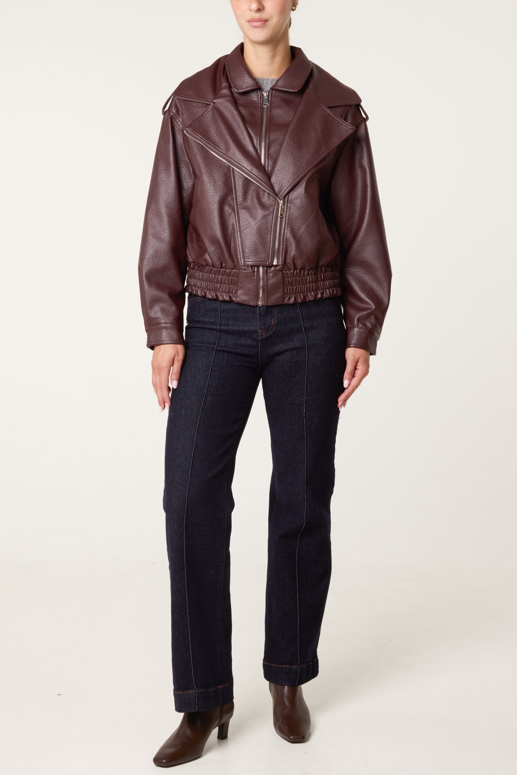 Double Zip Oversized PU Jacket