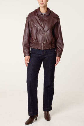 Double Zip Oversized PU Jacket