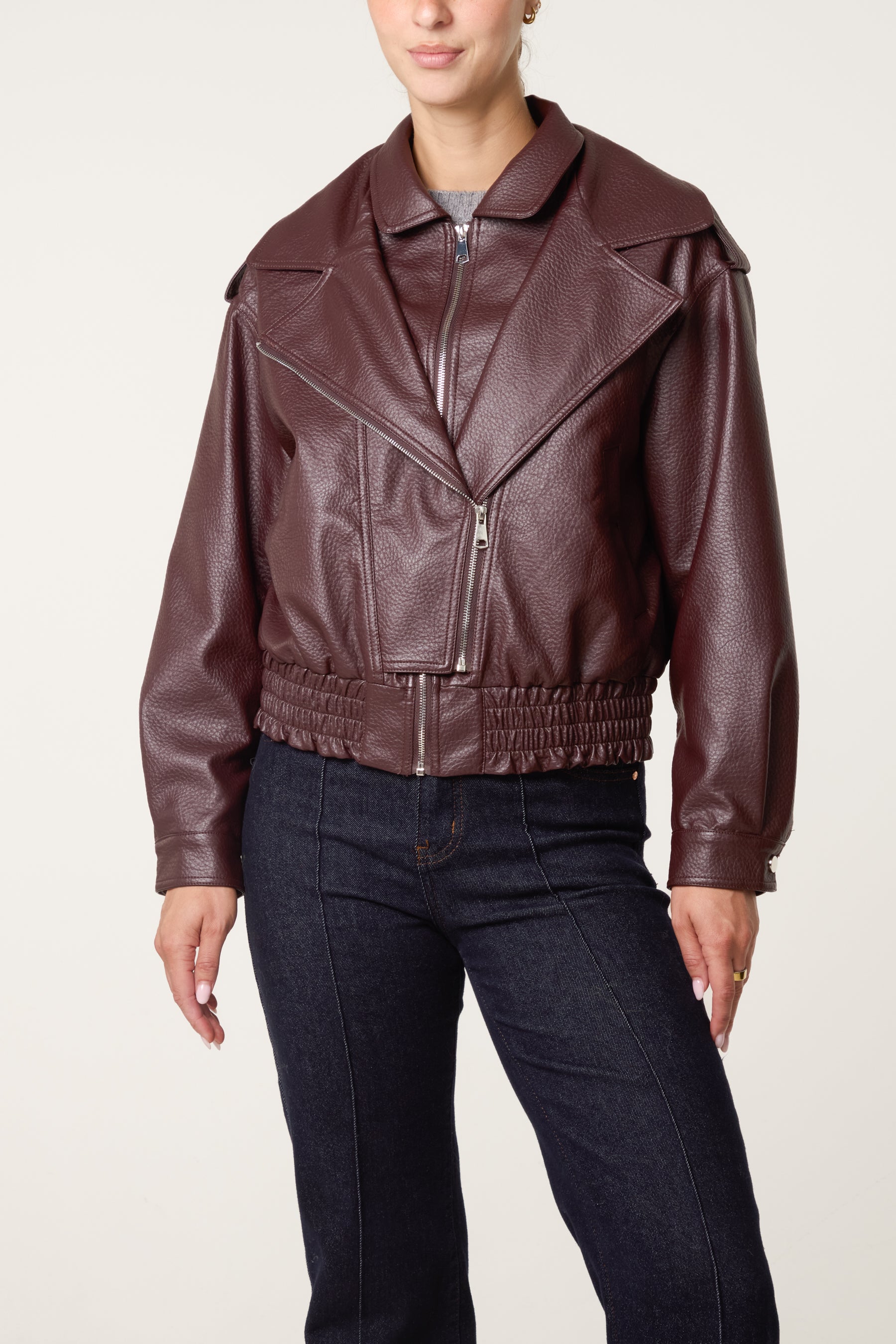 Double Zip Oversized PU Jacket