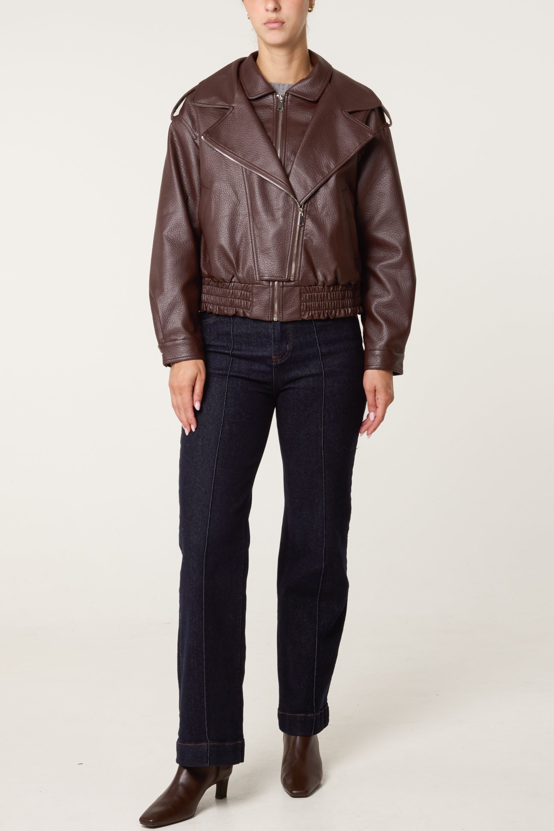 Double Zip Oversized PU Jacket
