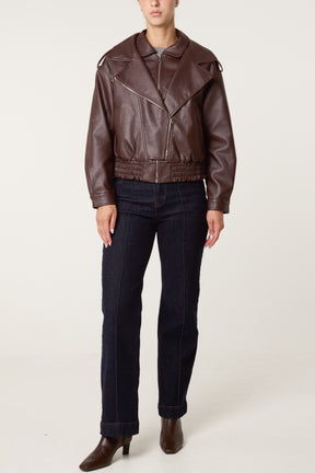 Double Zip Oversized PU Jacket