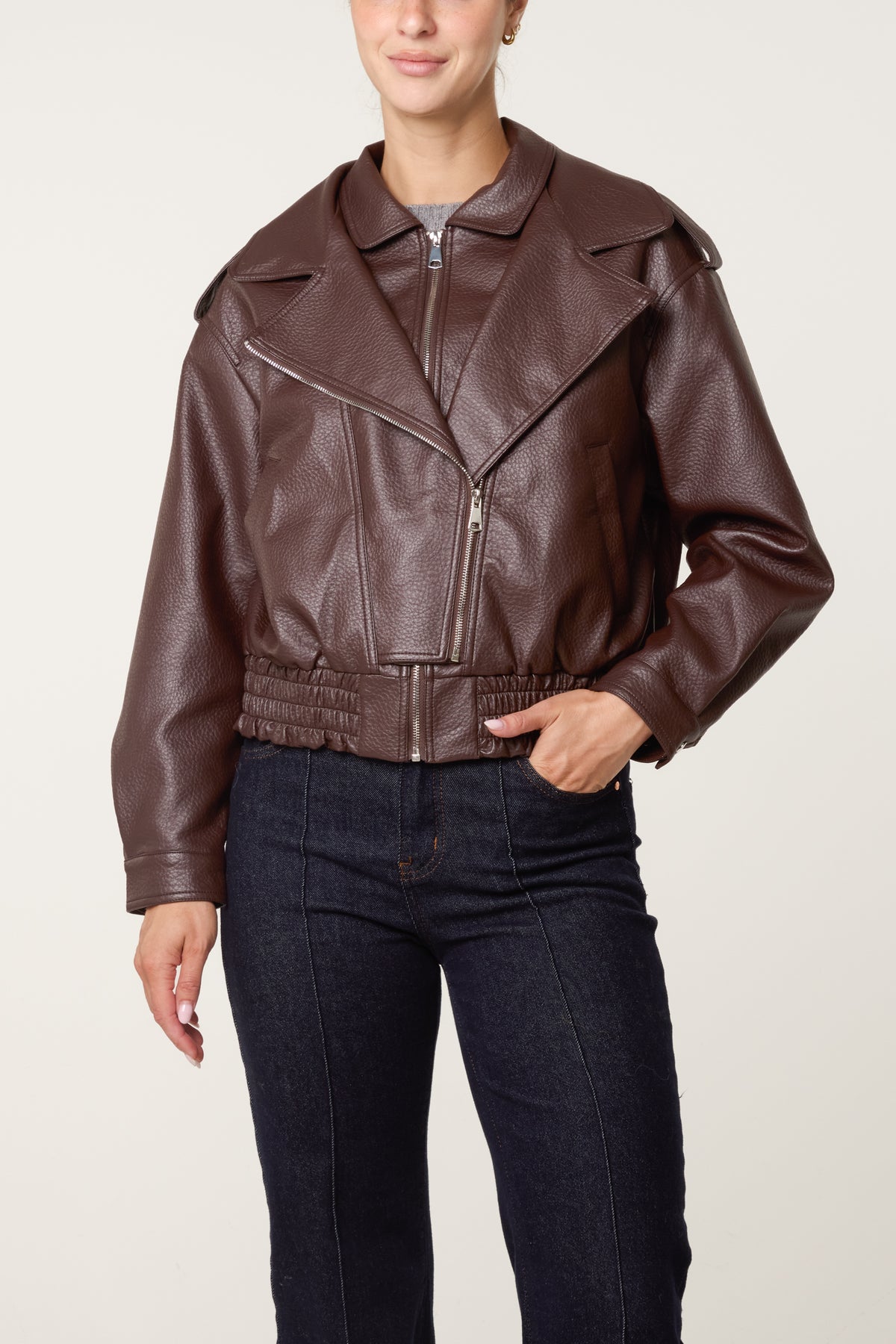 Double Zip Oversized PU Jacket