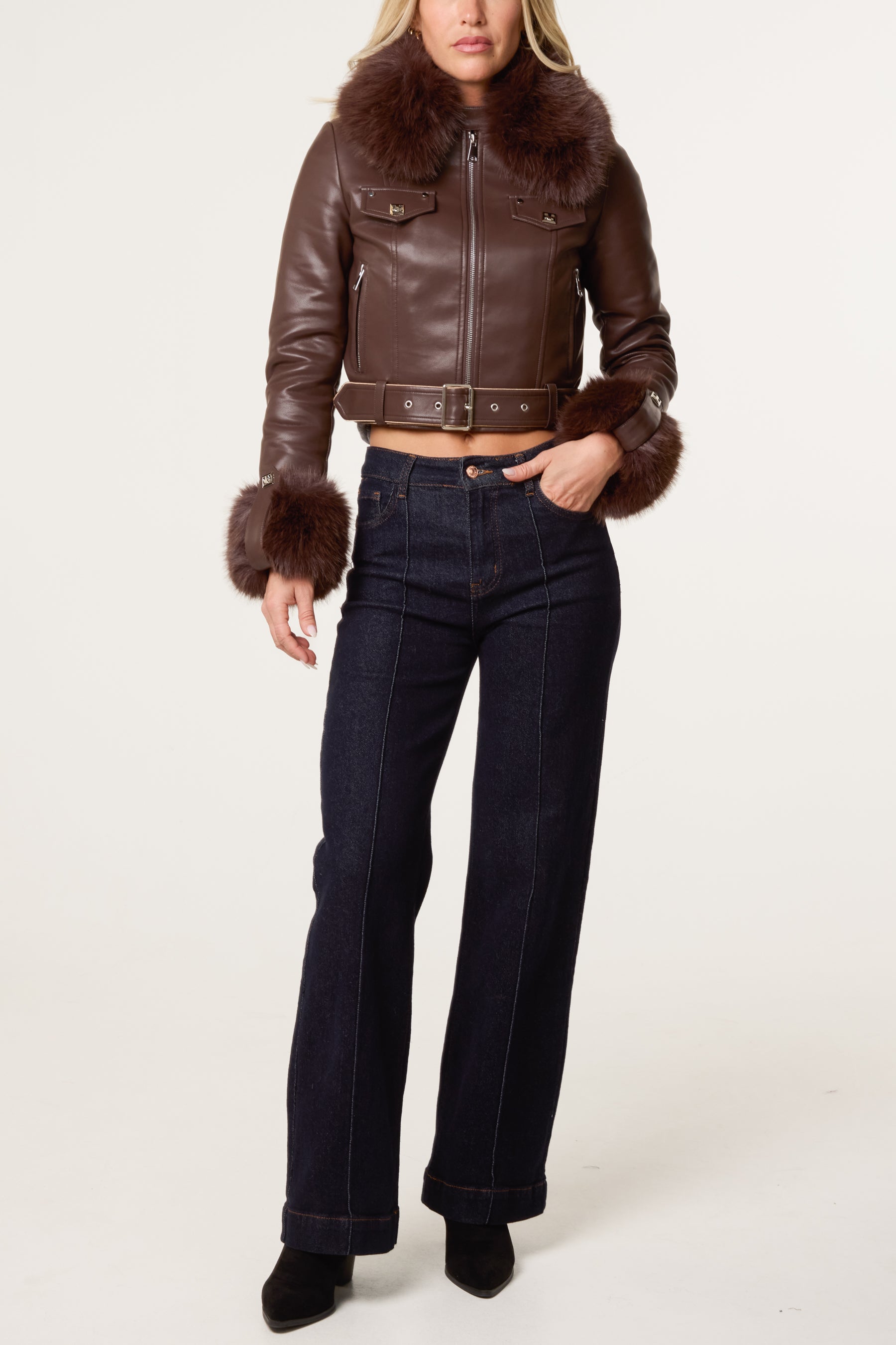 Detachable Fur Biker Jacket