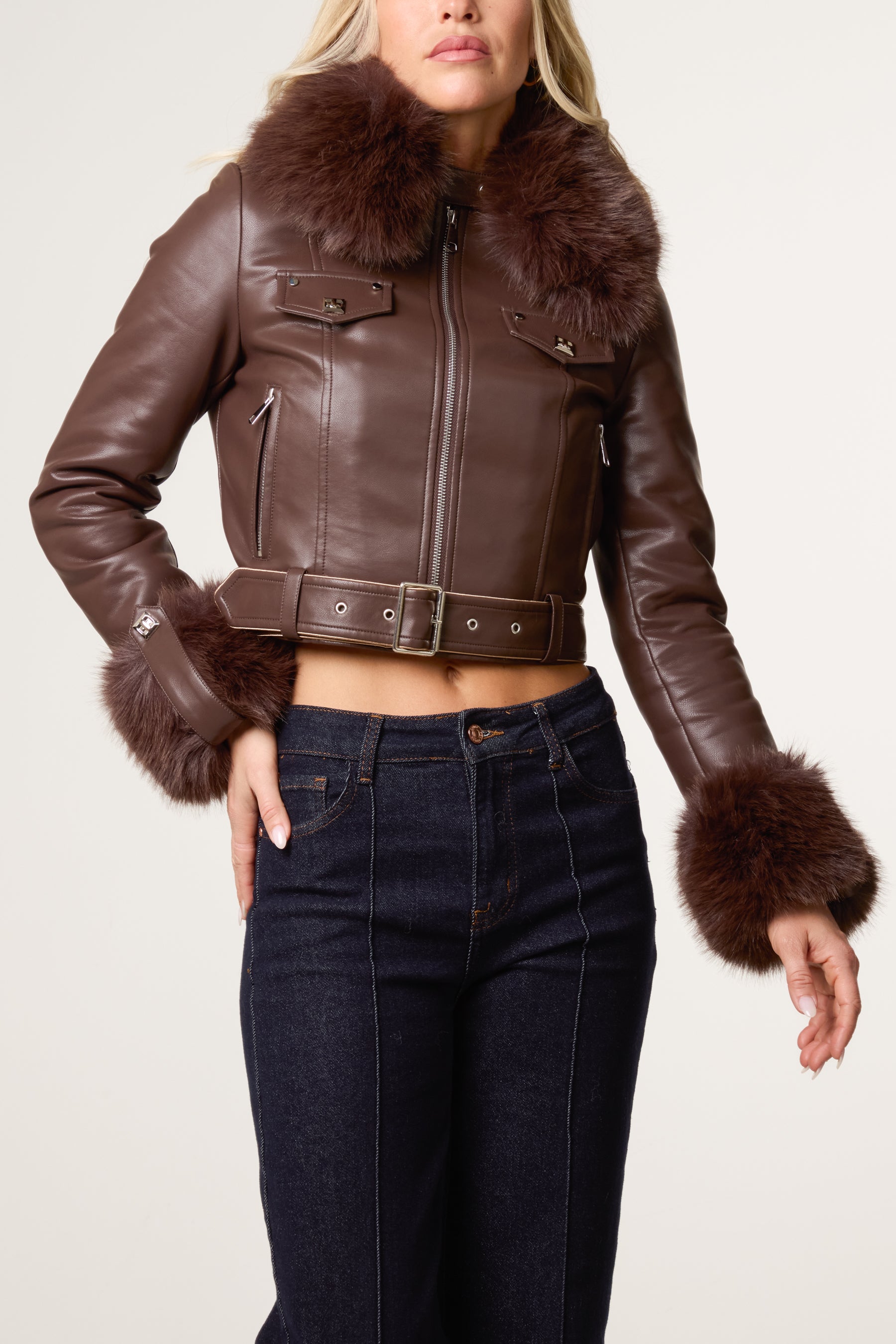 Detachable Fur Biker Jacket