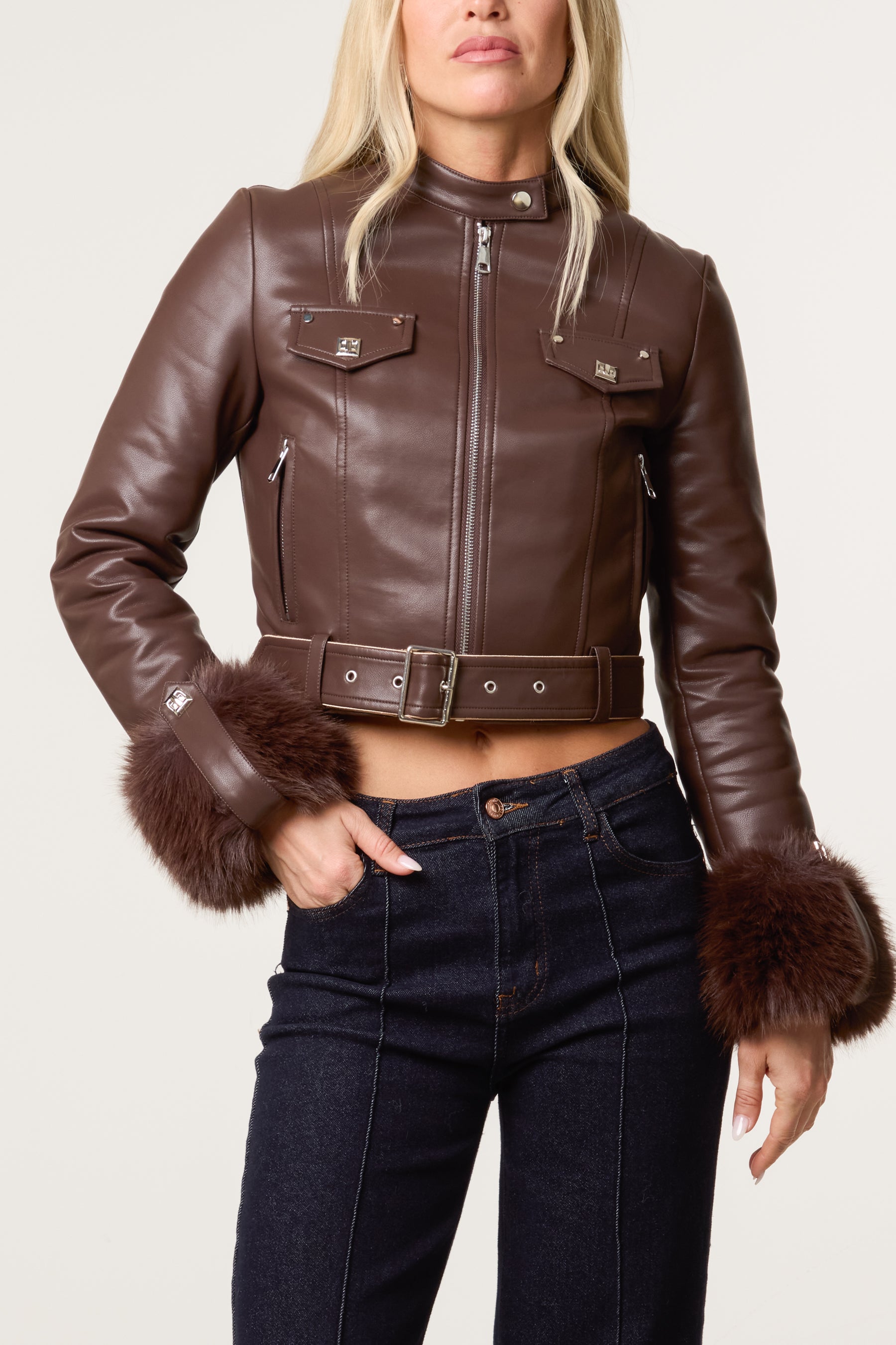 Detachable Fur Biker Jacket