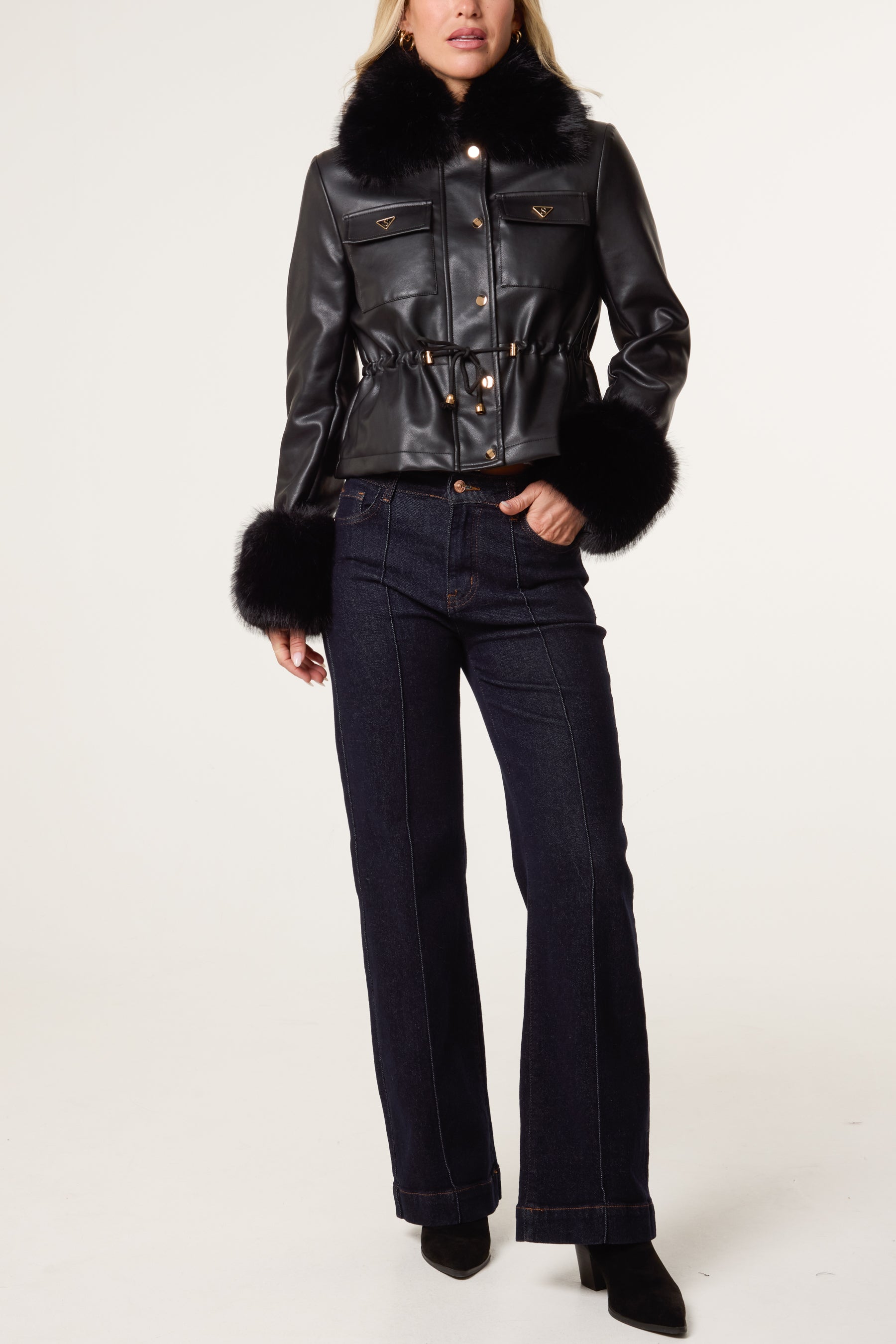 Detachable Fur PU Jacket
