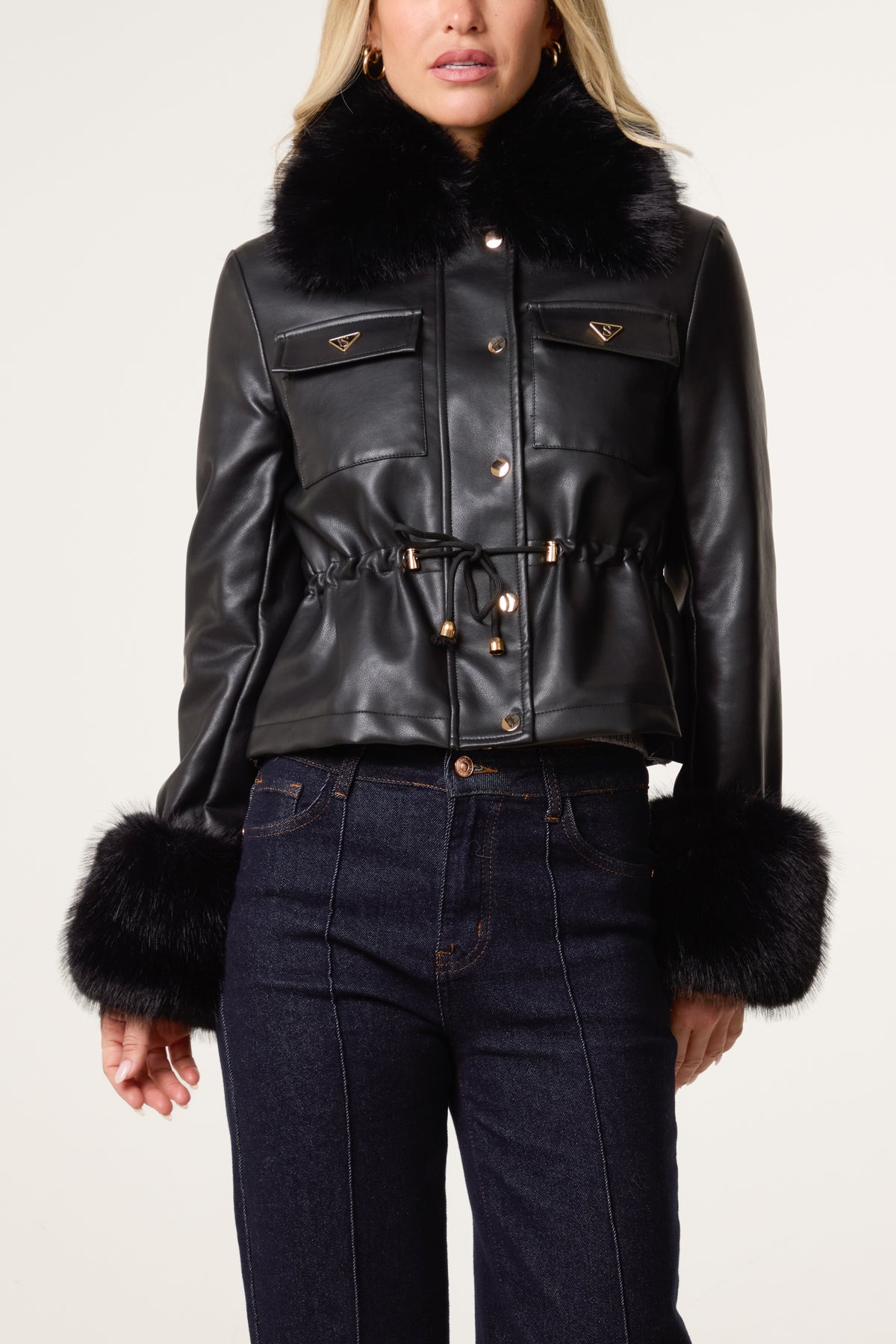 Detachable Fur PU Jacket