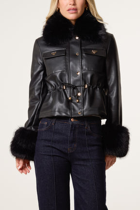 Detachable Fur PU Jacket