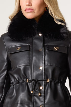 Detachable Fur PU Jacket