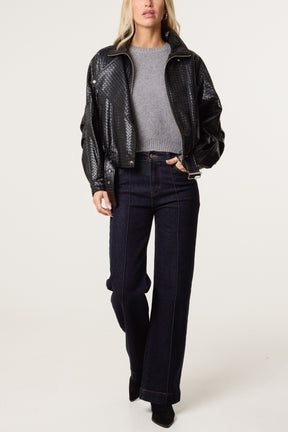 Textured PU Biker Jacket