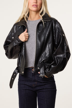 Textured PU Biker Jacket