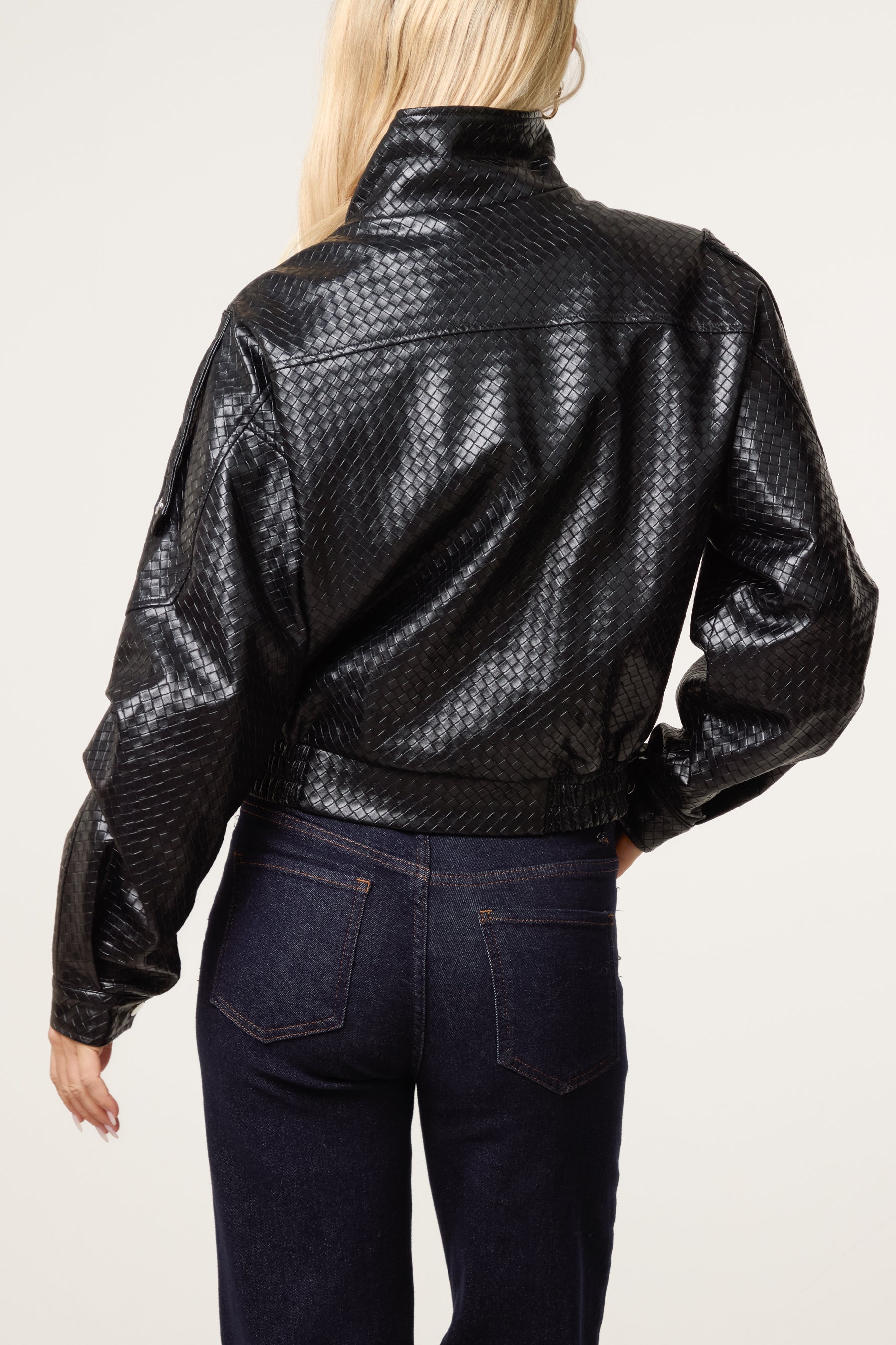 Textured PU Biker Jacket