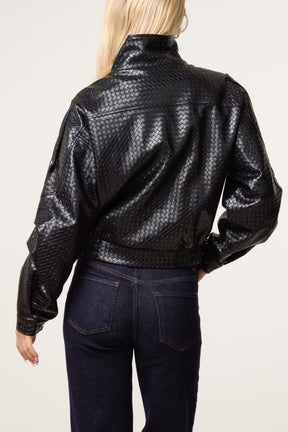 Textured PU Biker Jacket