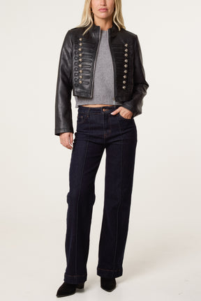 Military Cropped Button Jacket