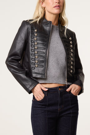Military Cropped Button Jacket