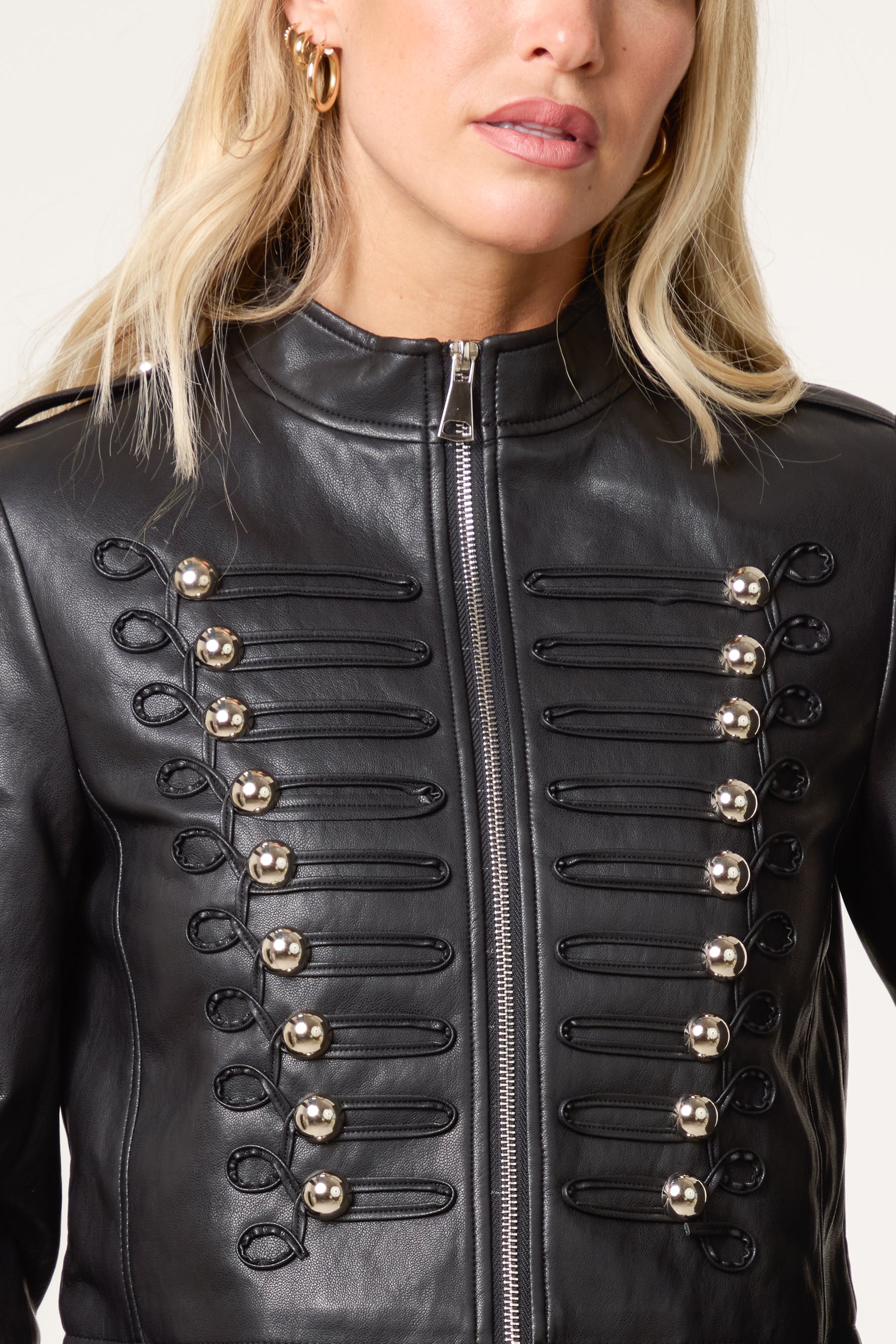 Military Cropped Button Jacket