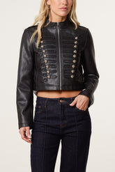 Military Cropped Button Jacket