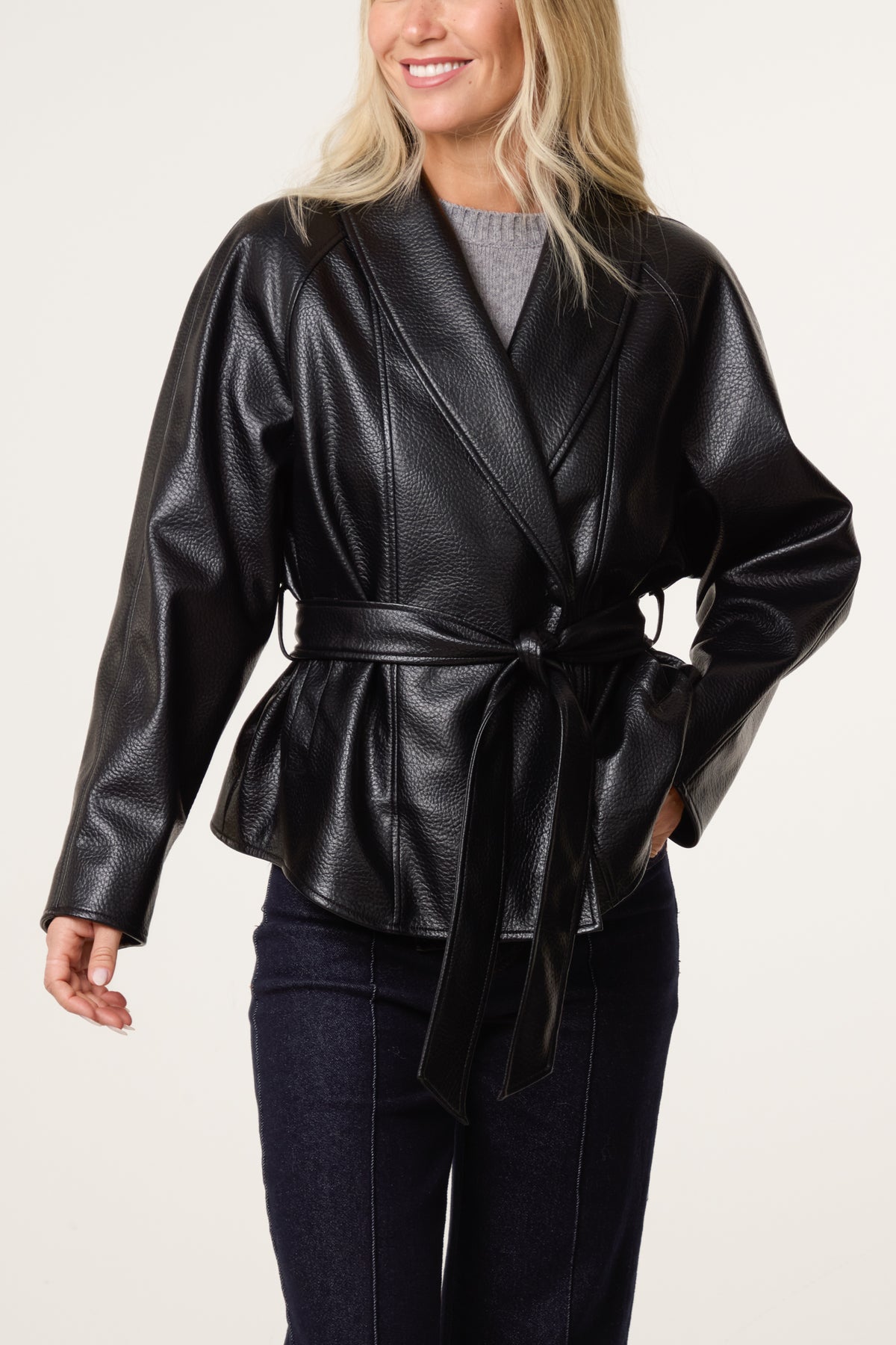 Peplum Wrap Belted Jacket