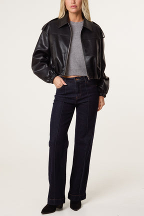 Puffball Zip Through Cropped Jacket