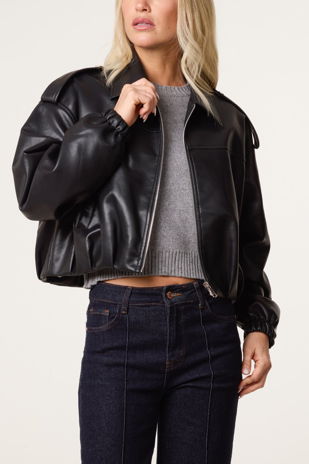 Puffball Zip Through Cropped Jacket